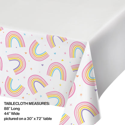 Happy Rainbow Plastic Tablecloths 12 ct