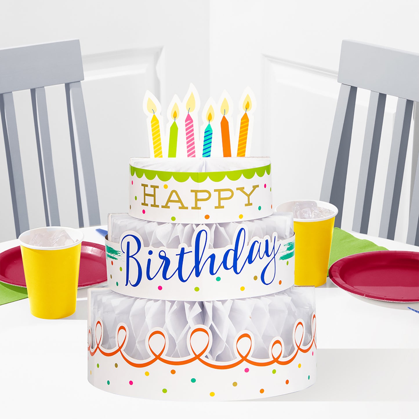 Festive Cake Happy Birthday Centerpieces 6 ct