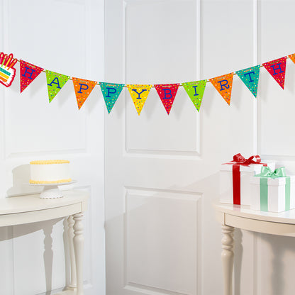 Festive Cake Happy Birthday Banners 12 ct