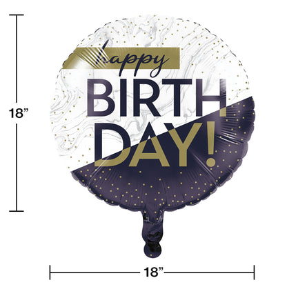 Navy and Gold Birthday Mylar Balloons 10 ct