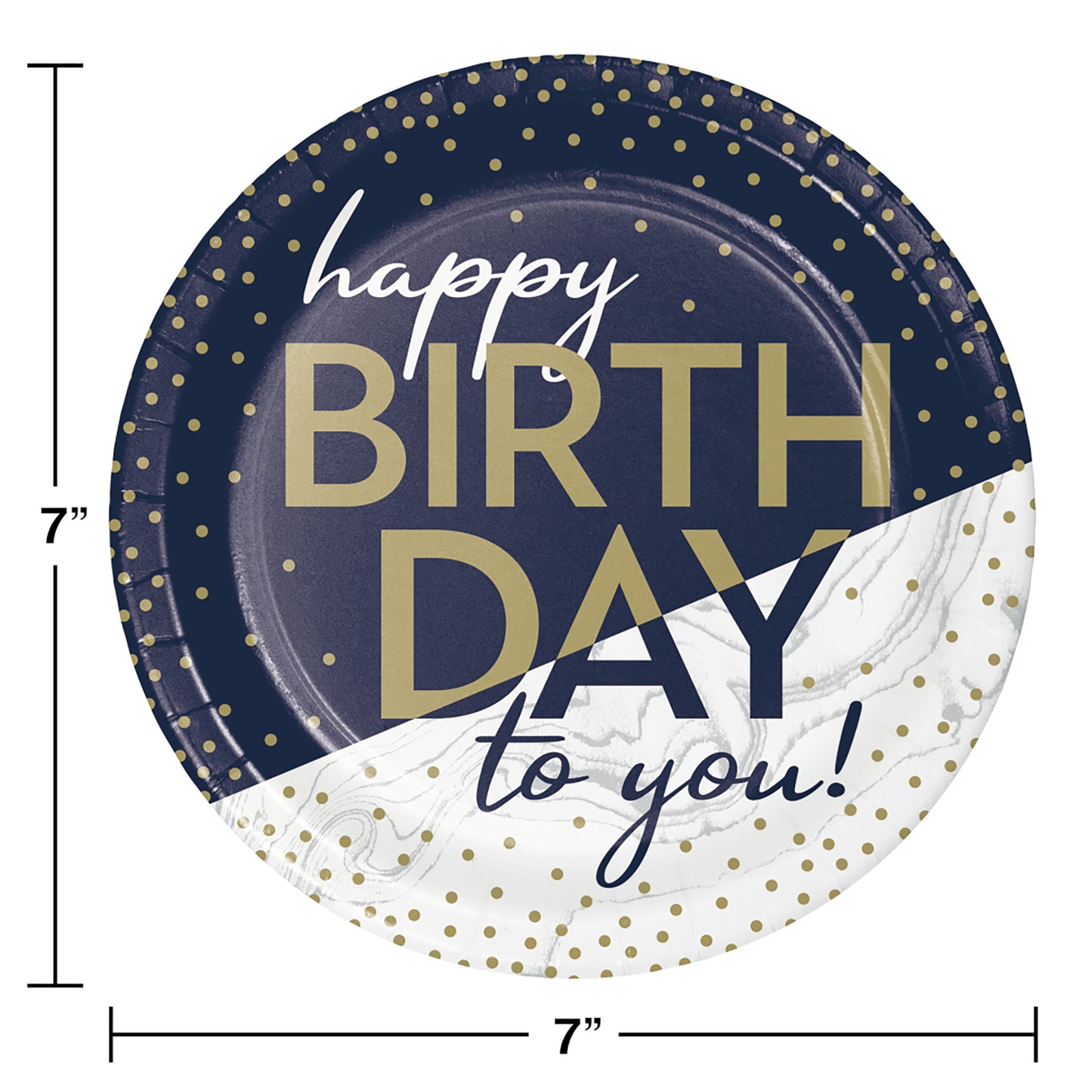 Navy and Gold Birthday Dessert Plates 96 ct