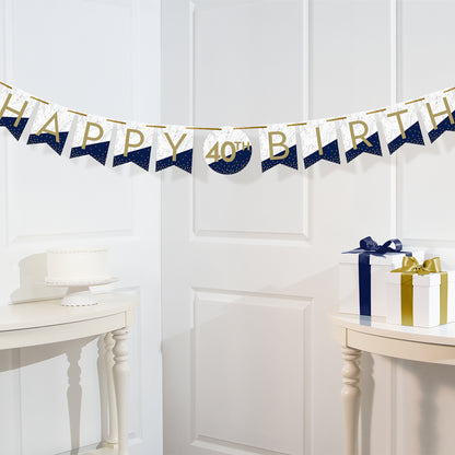 Navy and Gold Birthday Banners 12 ct