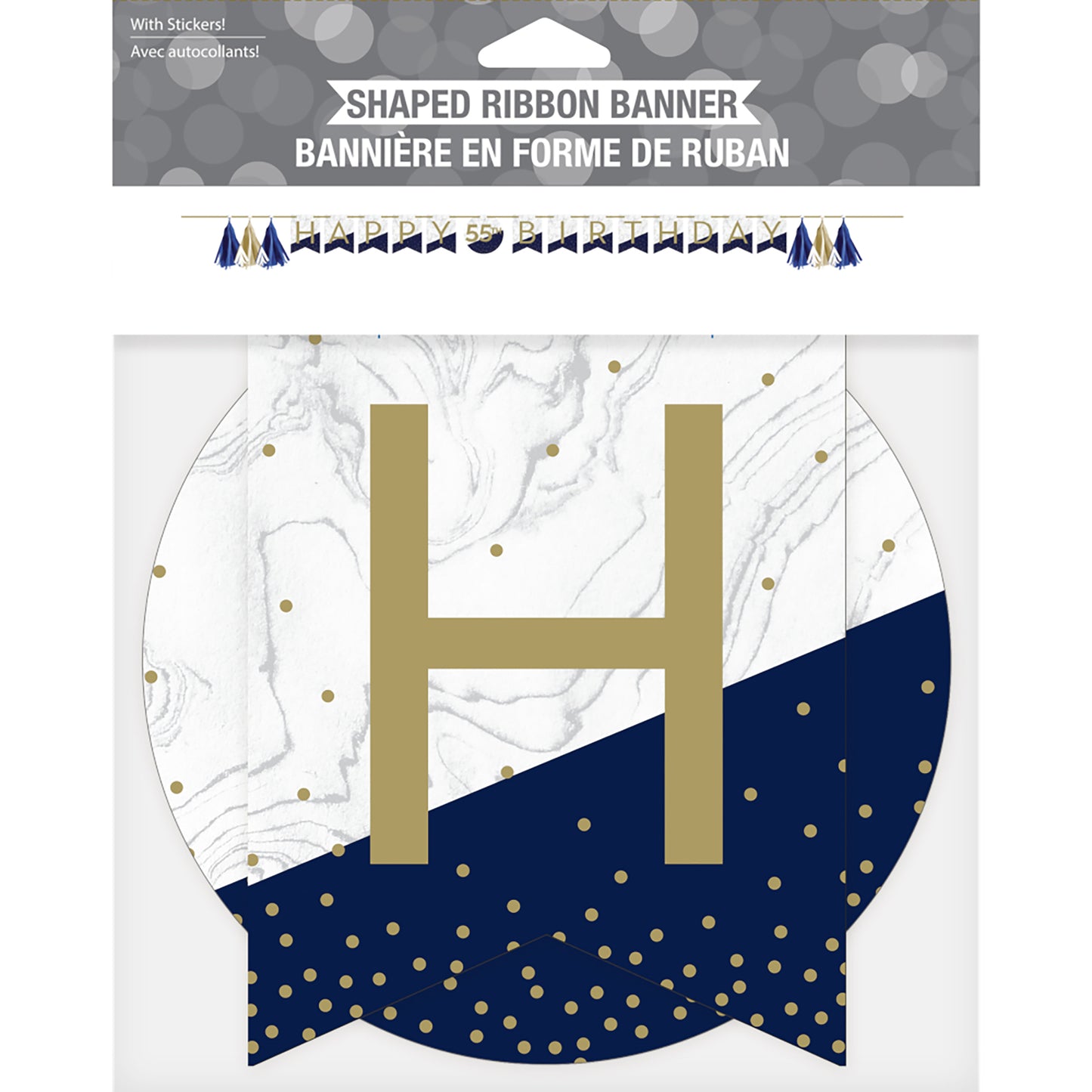 Navy and Gold Birthday Banners 12 ct
