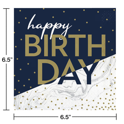 Navy and Gold Birthday Luncheon Napkins 192 ct