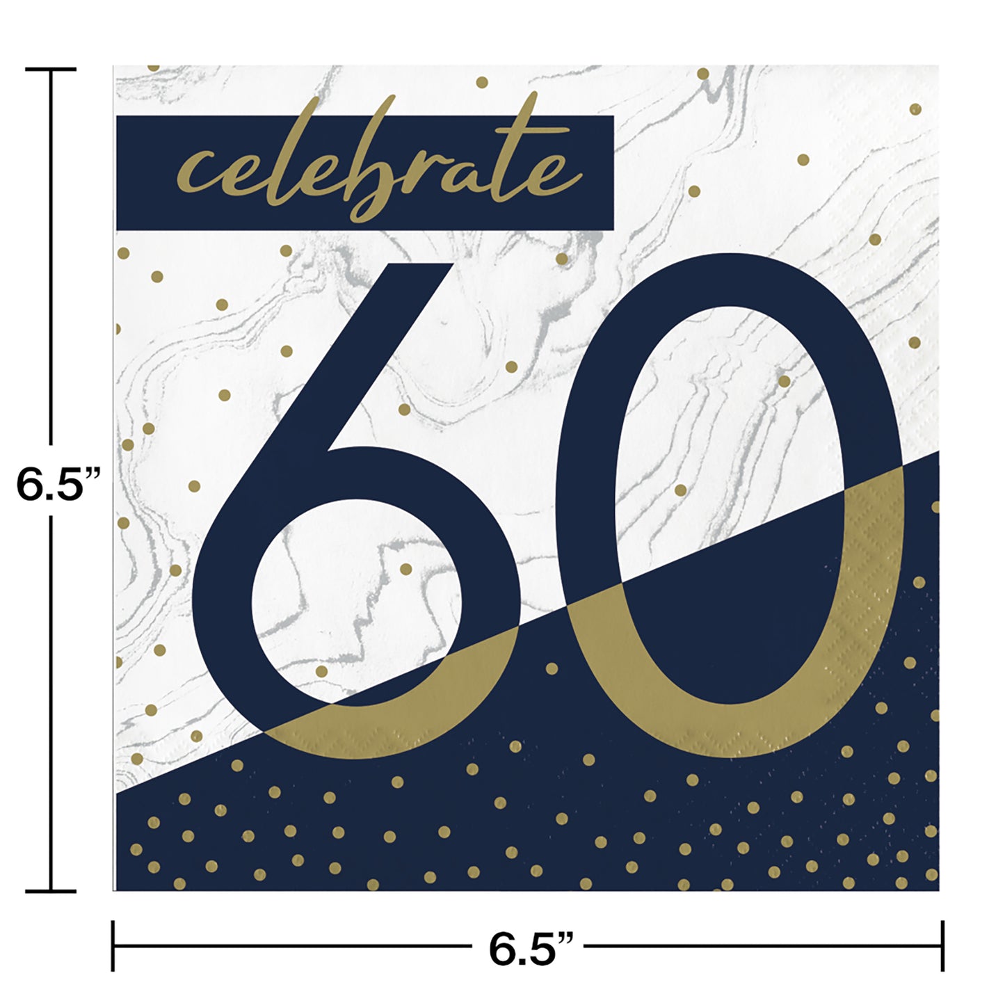 Navy and Gold 60th Birthday Luncheon Napkins 192 ct