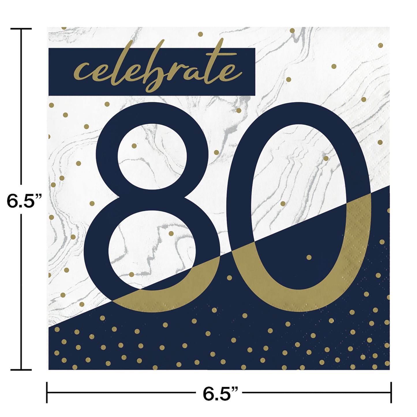 Navy and Gold 80th Birthday Luncheon Napkins 192 ct