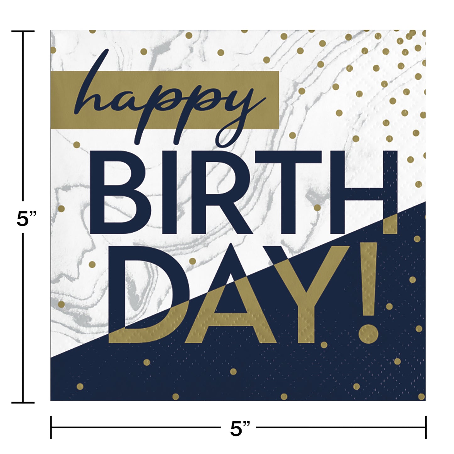 Navy and Gold Birthday Beverage Napkins 192 ct