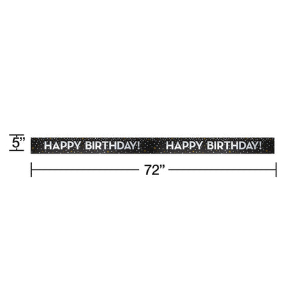 Gold and Silver Happy Birthday Foil Banners 12 ct