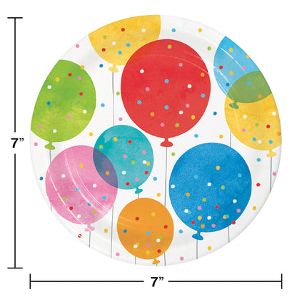 Birthday Confetti Balloons Dessert Plates 96 ct