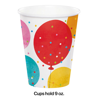 Birthday Confetti Balloons Paper Cups 96 ct