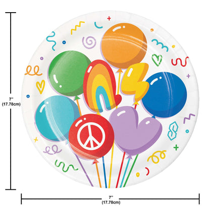 Bubbly Birthday Dessert Paper Plates 96 ct Dimension Image