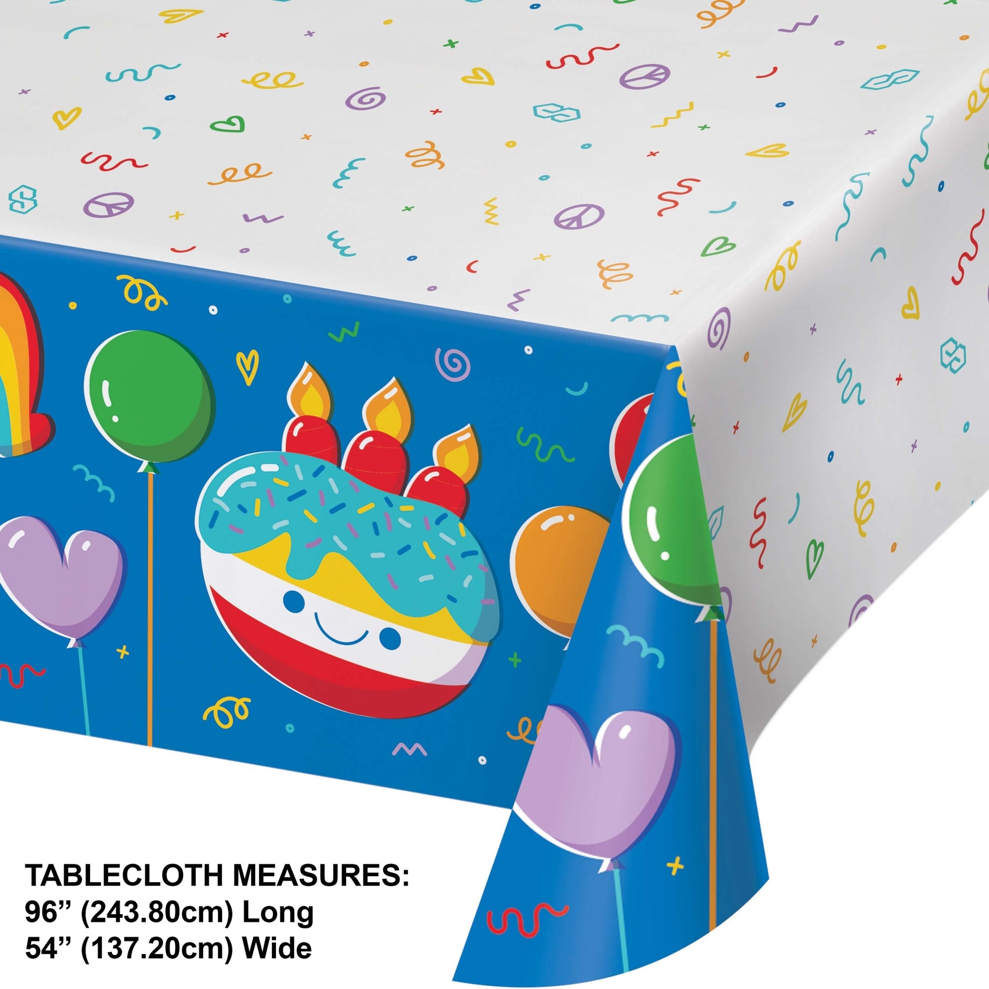 Bubbly Birthday Paper Tablecloth 6 ct Dimensions Image