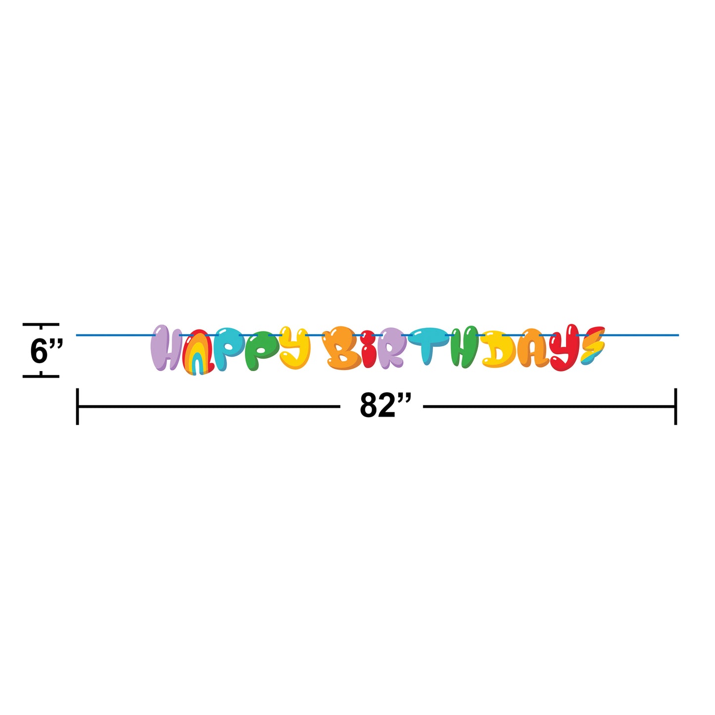 Bubbly Birthday Ribbon Banner 12 ct Dimension Image