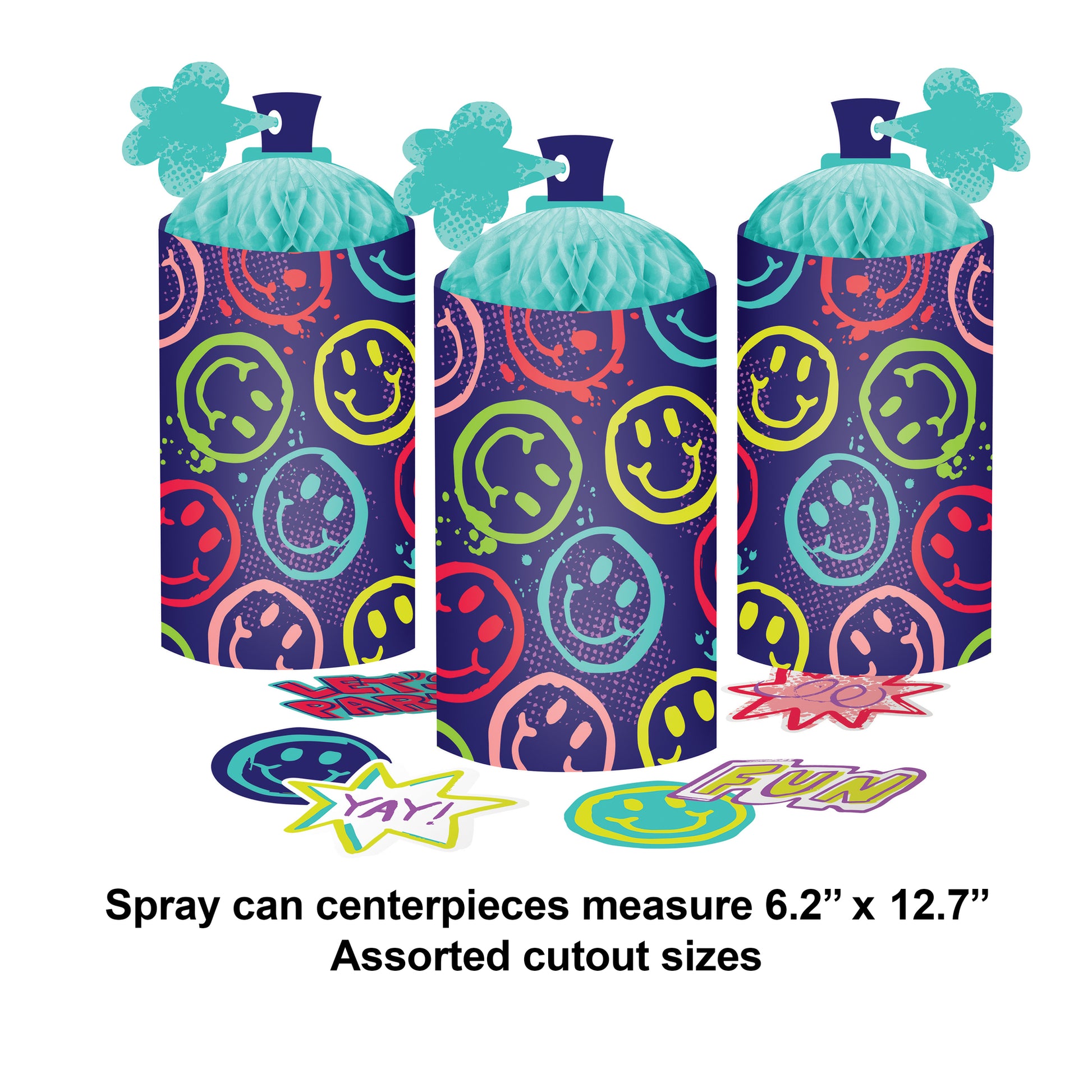 Graffiti Party Spray Paint Can Honeycomb Centerpiece 24 ct Dimension Image