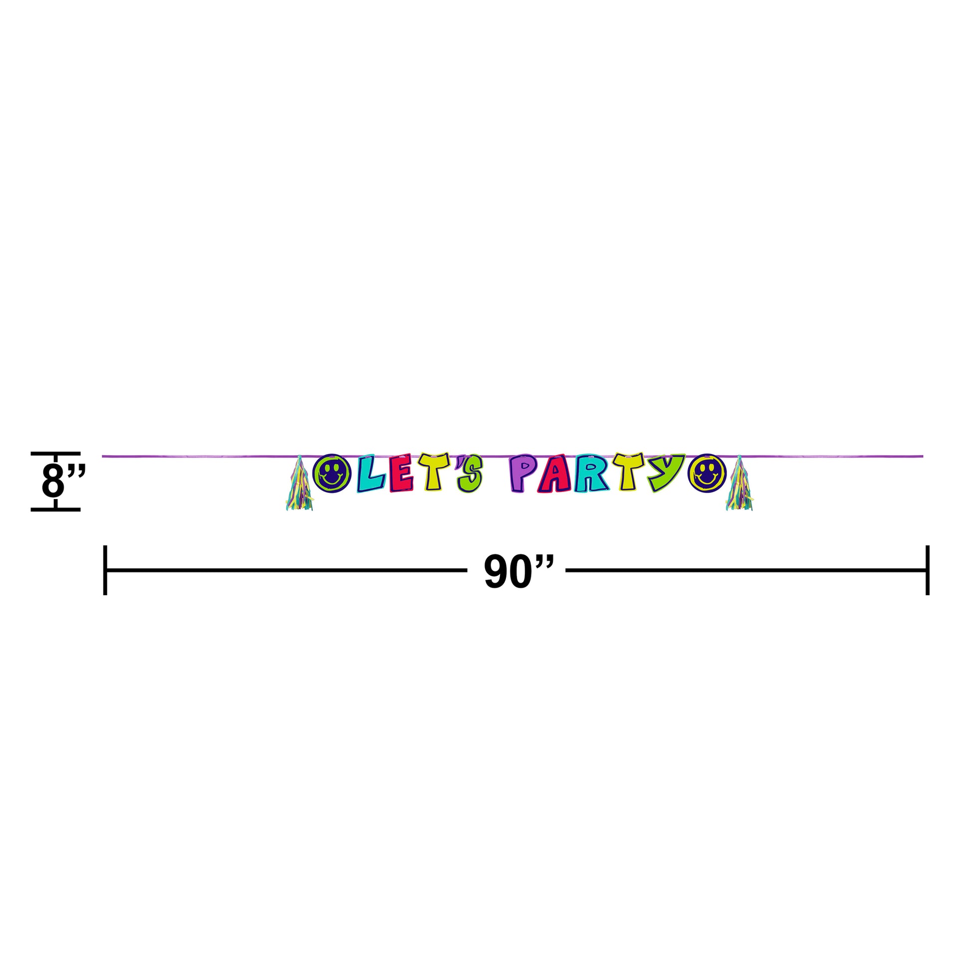 Graffiti Party "Let's Party" Banner with Tassels 12 ct Dimension Image
