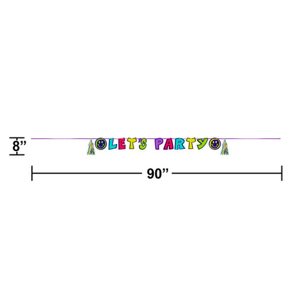 Graffiti Party "Let's Party" Banner with Tassels 12 ct Dimension Image