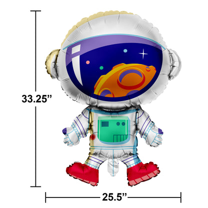 Space Adventures Astronaut Shaped Metallic Balloon 10 ct Dimension Image