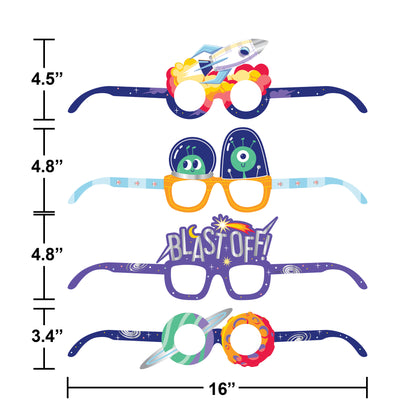 Space Adventures Paper Favor Glasses 24 ct Dimension Image