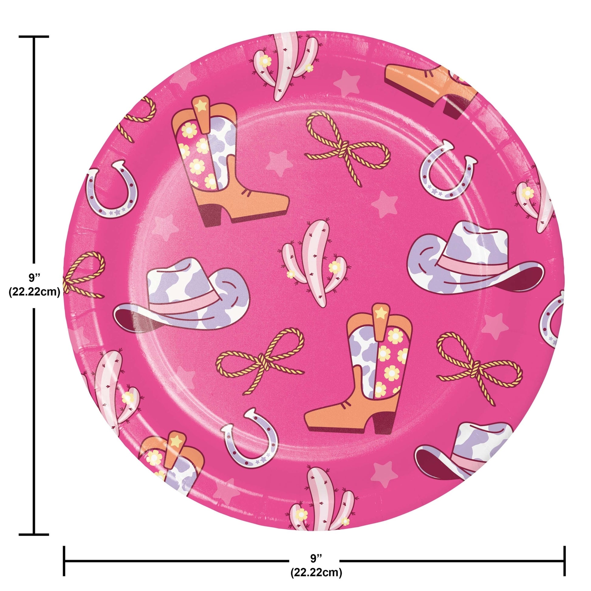 Boots and Bows Dinner Paper Plates 96 ct Dimension Image