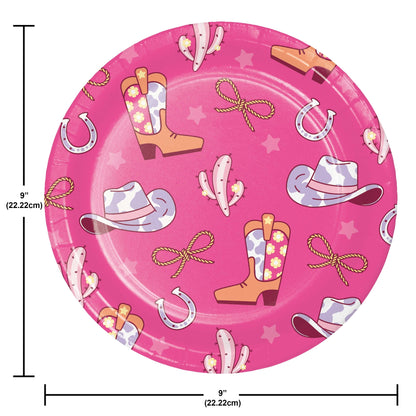 Boots and Bows Dinner Paper Plates 96 ct Dimension Image