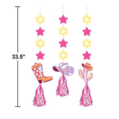 Boots and Bows Hanging Cutouts with Tassels 36 ct Dimension Image
