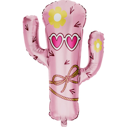 Boots and Bows Cactus Shaped Foil Balloon 10 ct