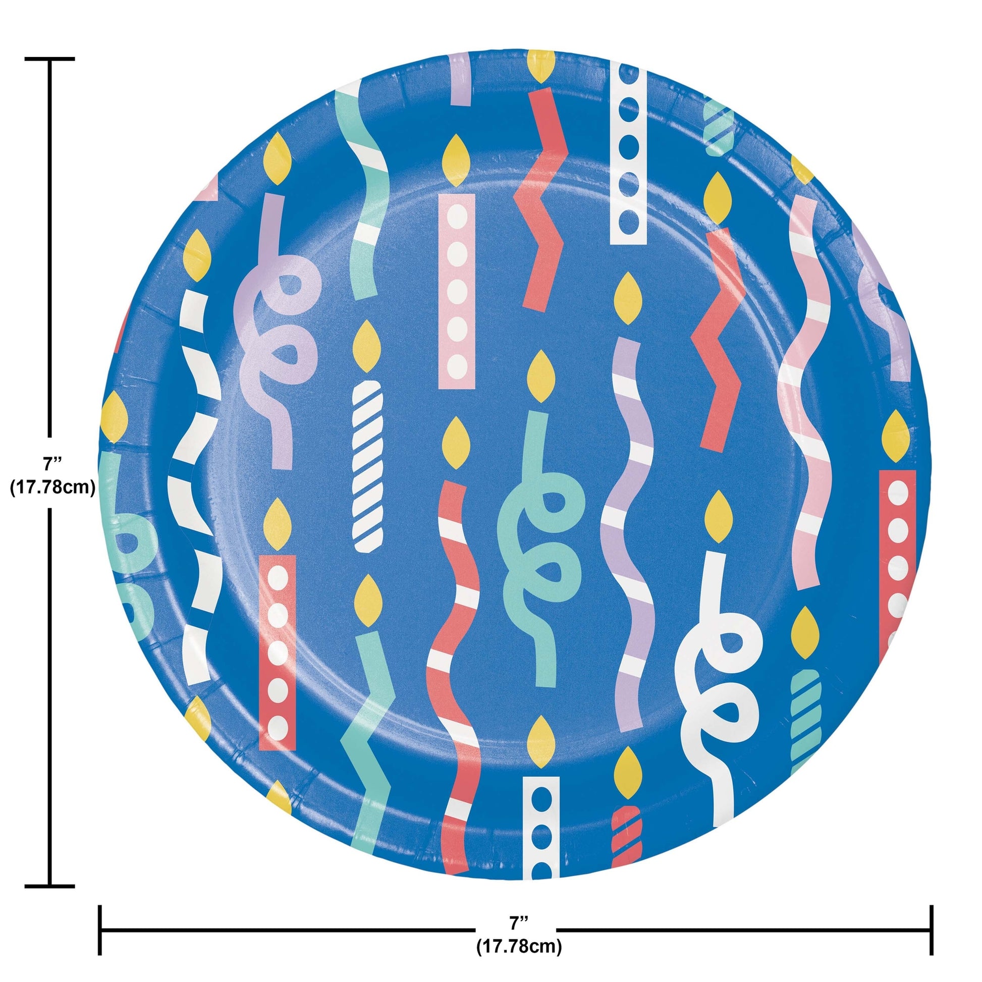 Party Patterns Birthday Candle Dessert Paper Plates 96 ct Dimension Image