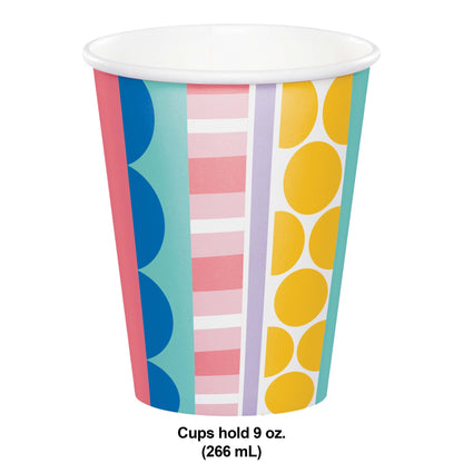 Party Patterns Hot or Cold Paper Cups 96 ct Dimension Image