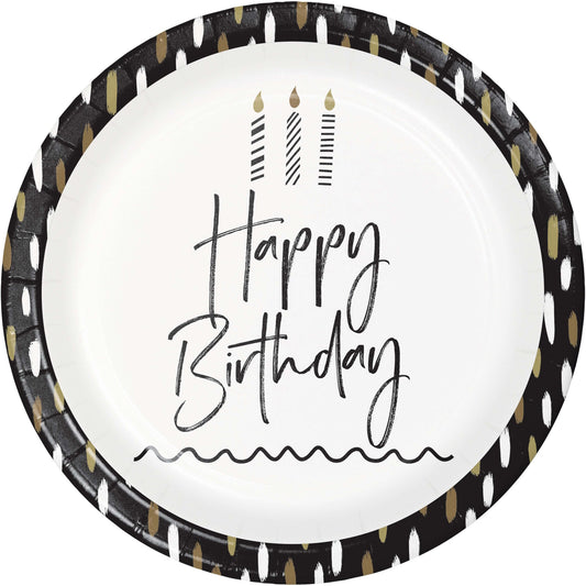 Golden Wishes Happy Birthday Dinner Paper Plates 96 ct