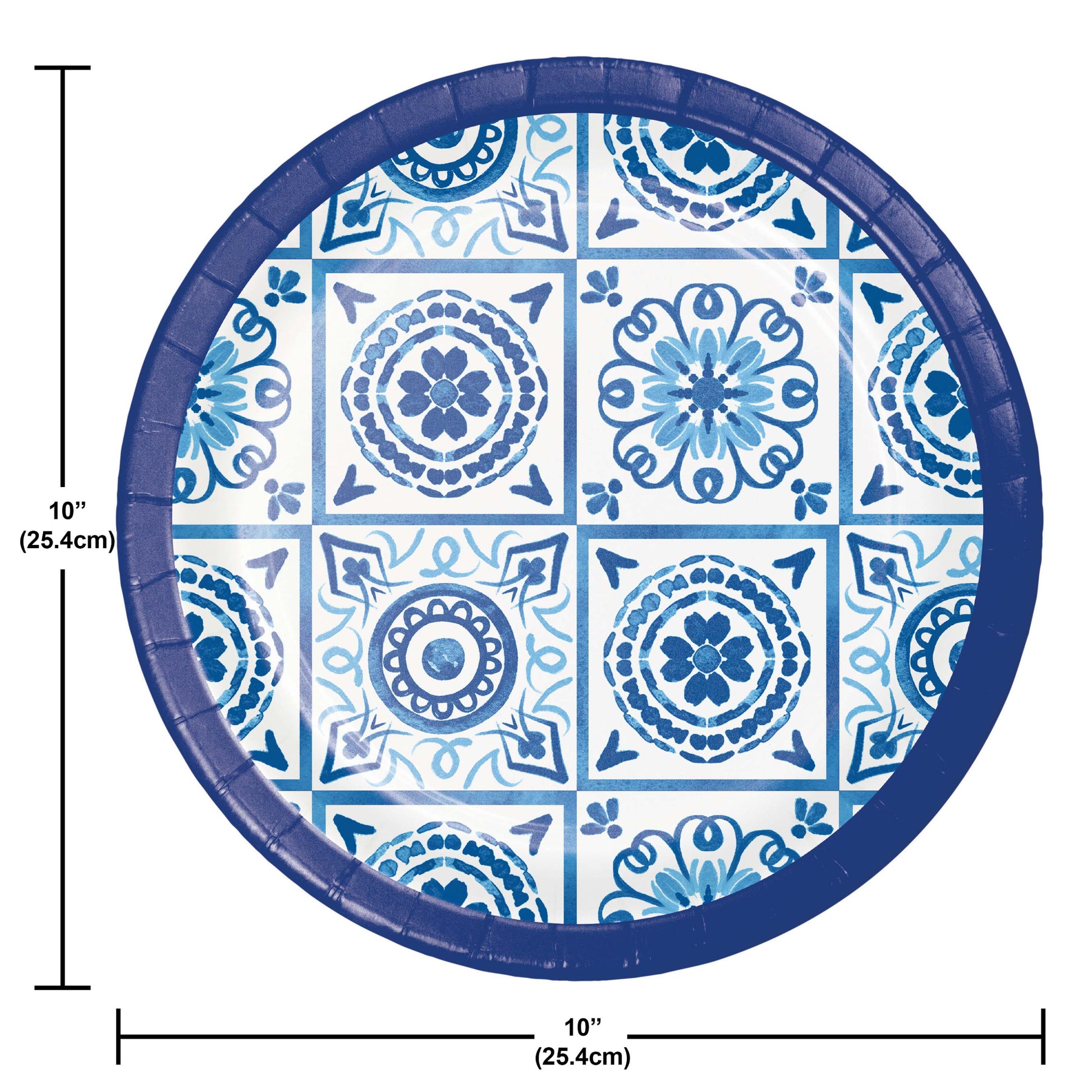 Blue Willow Banquet Paper Plates 96 ct Dimension Image