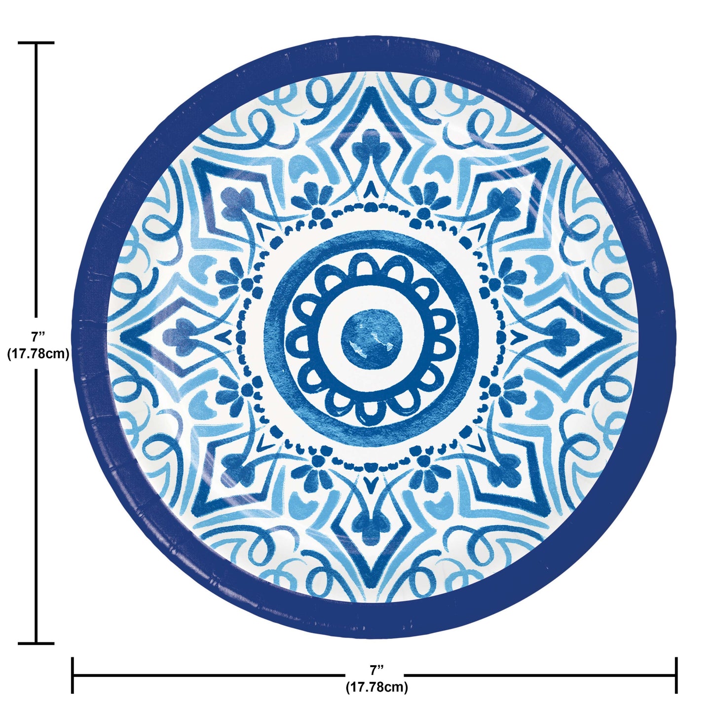 Blue Willow Dessert Paper Plates 96 ct Dimension Image