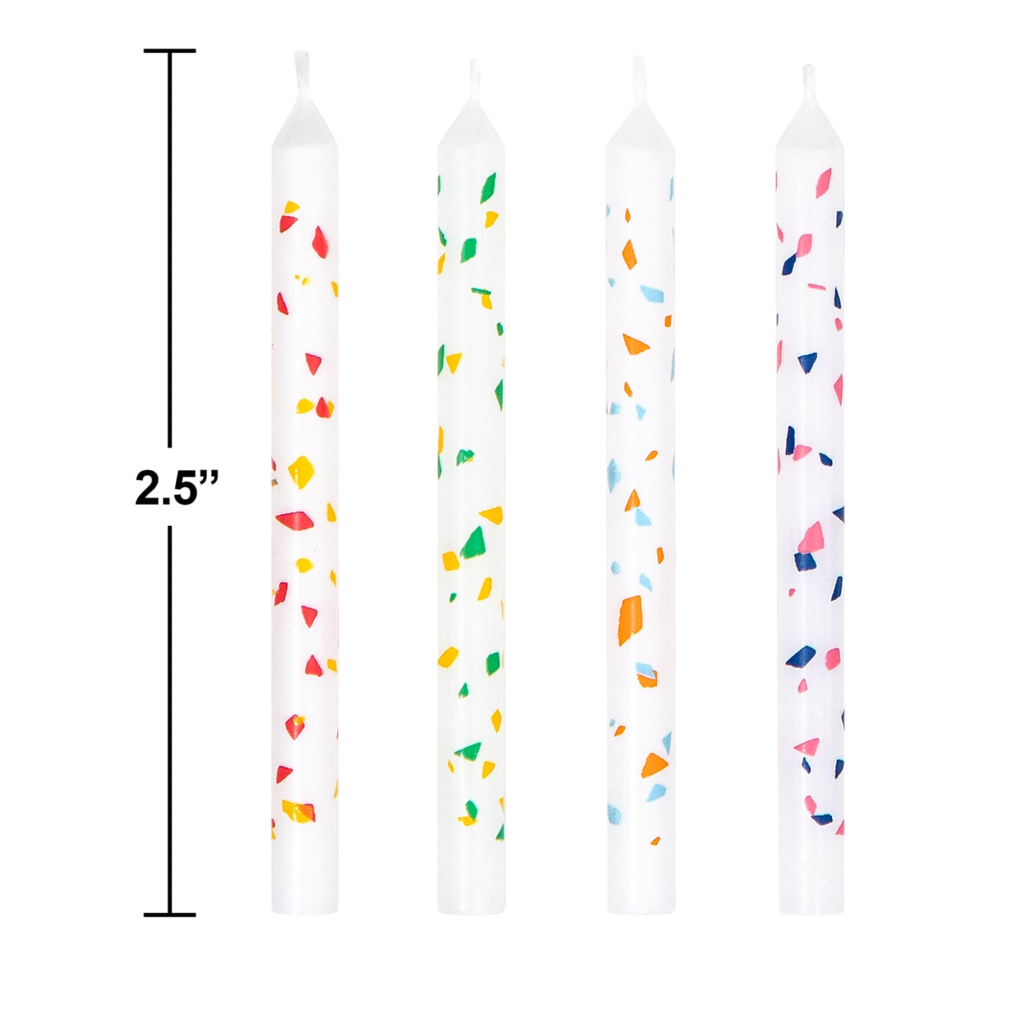 Confetti Print Birthday Candles 240 ct Dimension Image