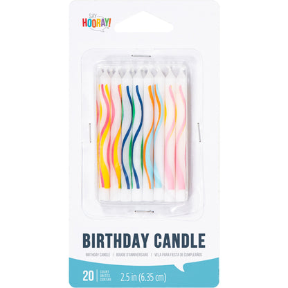 Multicolor Wave Print Birthday Candles 240 ct Package Image