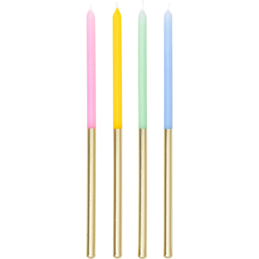 Tall Pastel and Metallic Gold Birthday Candles 144 ct