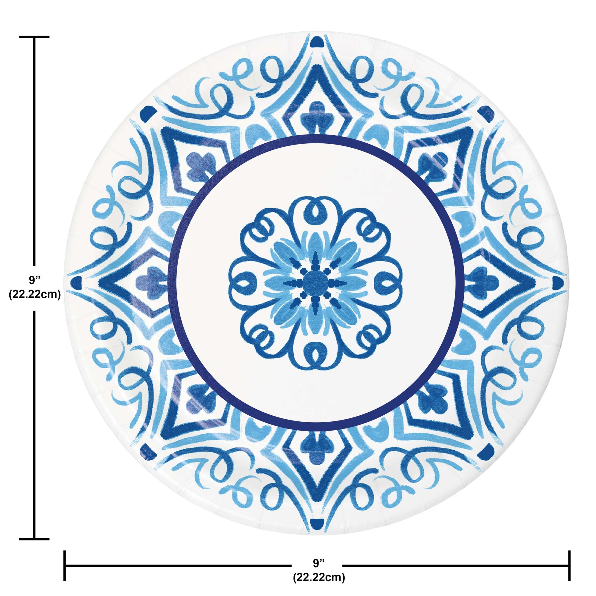 Blue Willow Dinner Paper Plates 96 ct Dimension Image