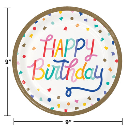 Birthday Confetti Happy Birthday Paper Plates 96 ct