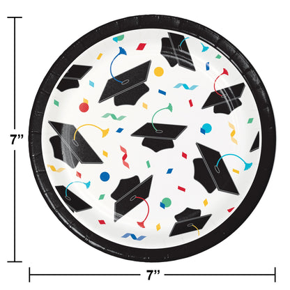 Cap Toss Graduation Dessert Paper Plates 96 ct Dimension Image
