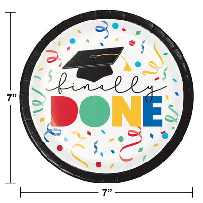 Cap Toss Finally Done Graduation Dessert Paper Plates 96 ct Dimension Image