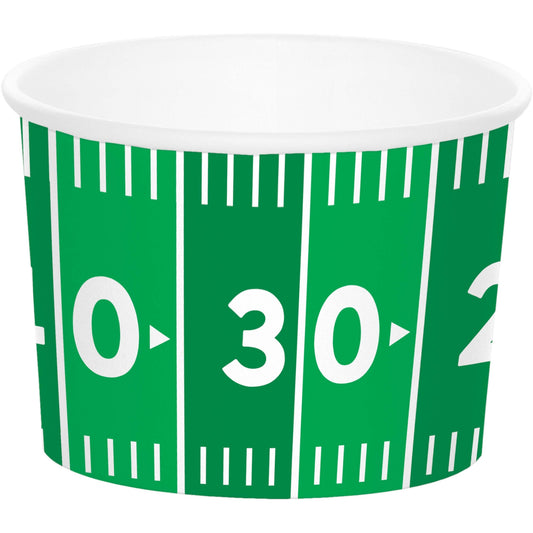 Football Field Paper Treat Cups 96 ct. Green and white paper cup with football field design