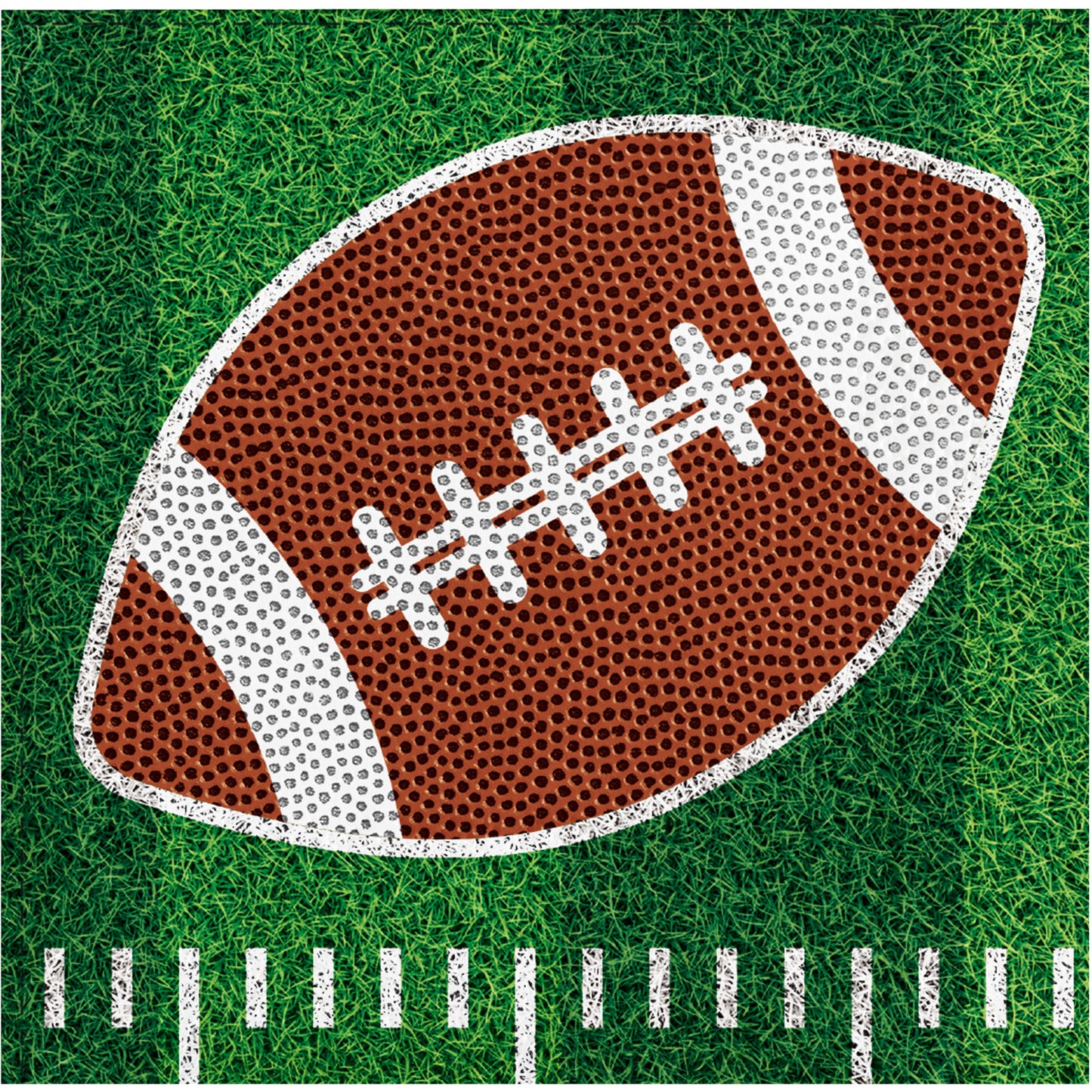 Tailgate Time Football Beverage Napkins 192 ct. Football design with white lines on a grass football field