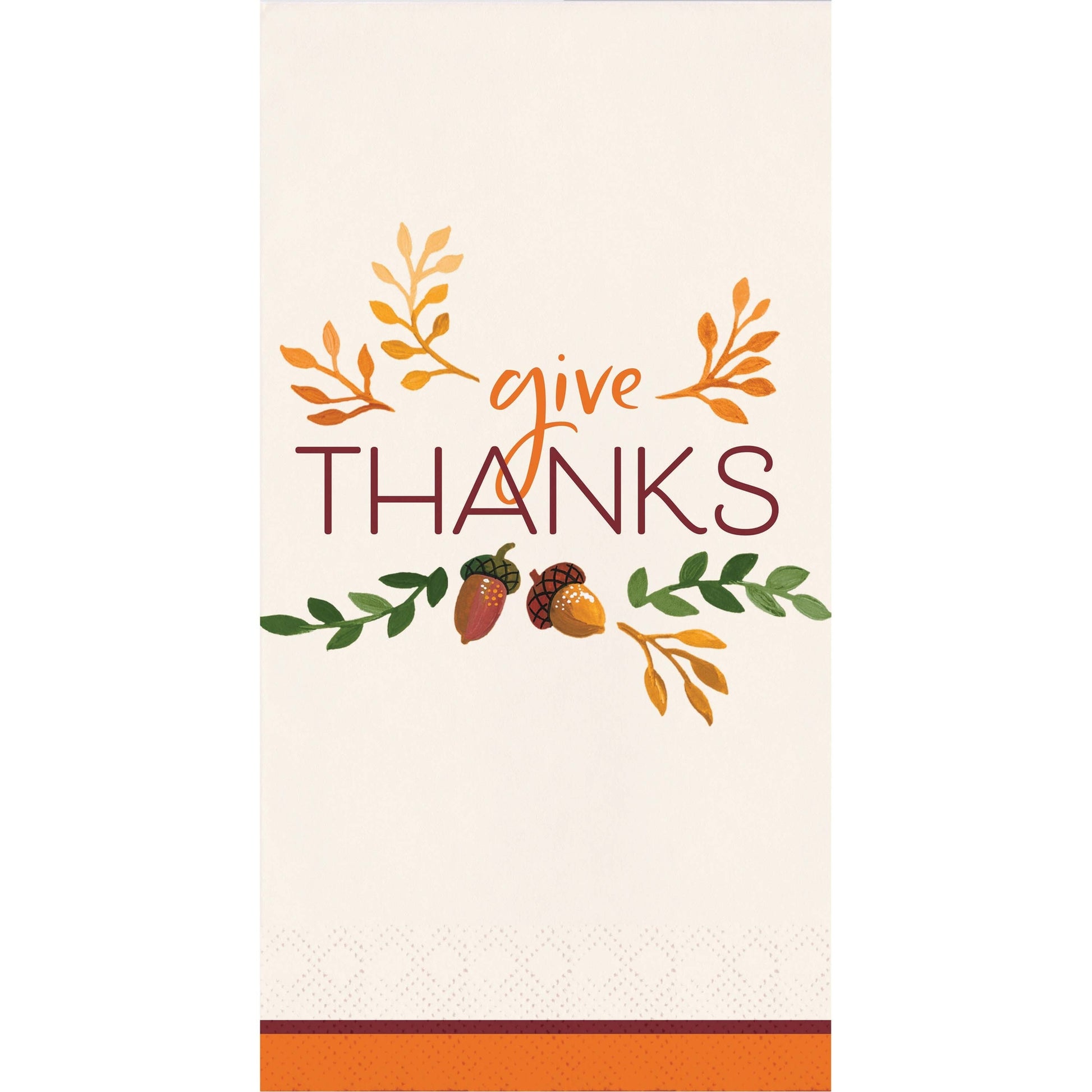 Fall Festivities Give Thanks Thanksgiving Dinner Napkins 192 ct. Decorative paper napkin with 'give THANKS' text and autumnal elements on a white background