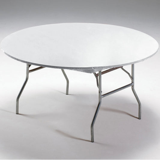 White Stay Put 60" Round Tablecloths 12 ct