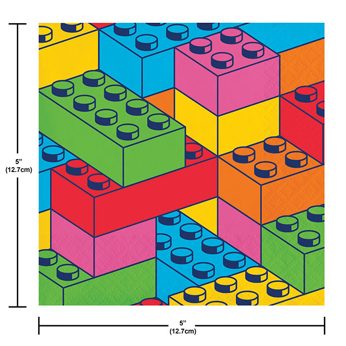 Block Bash Toy Blocks Beverage Napkins 192 ct dimensions