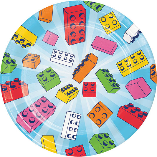 Block Bash Toy Blocks Dessert Plates 96 ct
