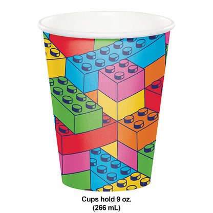Block Bash Toy Blocks 9 oz Cups 96 ct dimensions