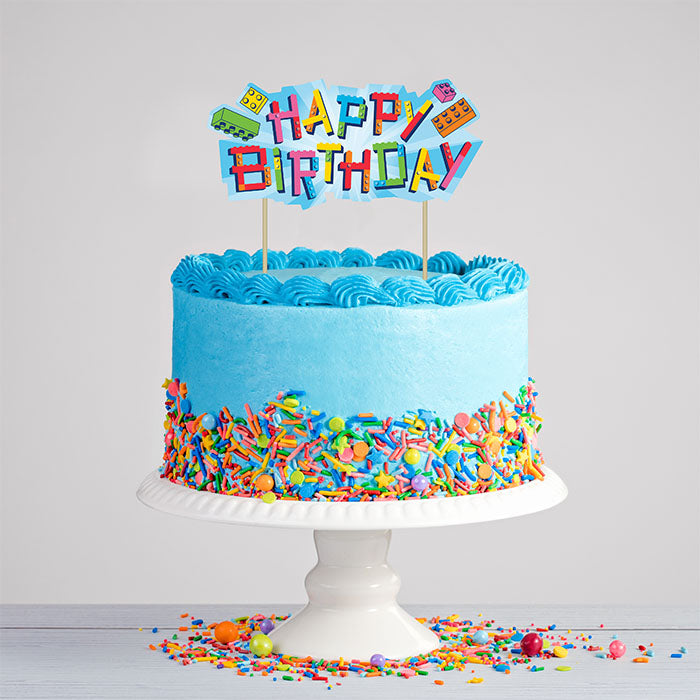 Block Bash Toy Blocks Cake Topper 12 ct in a cake
