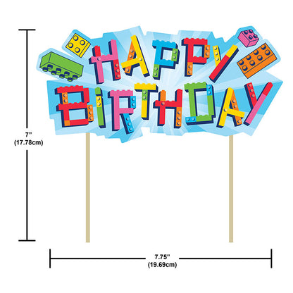 Block Bash Toy Blocks Cake Topper 12 ct dimensions