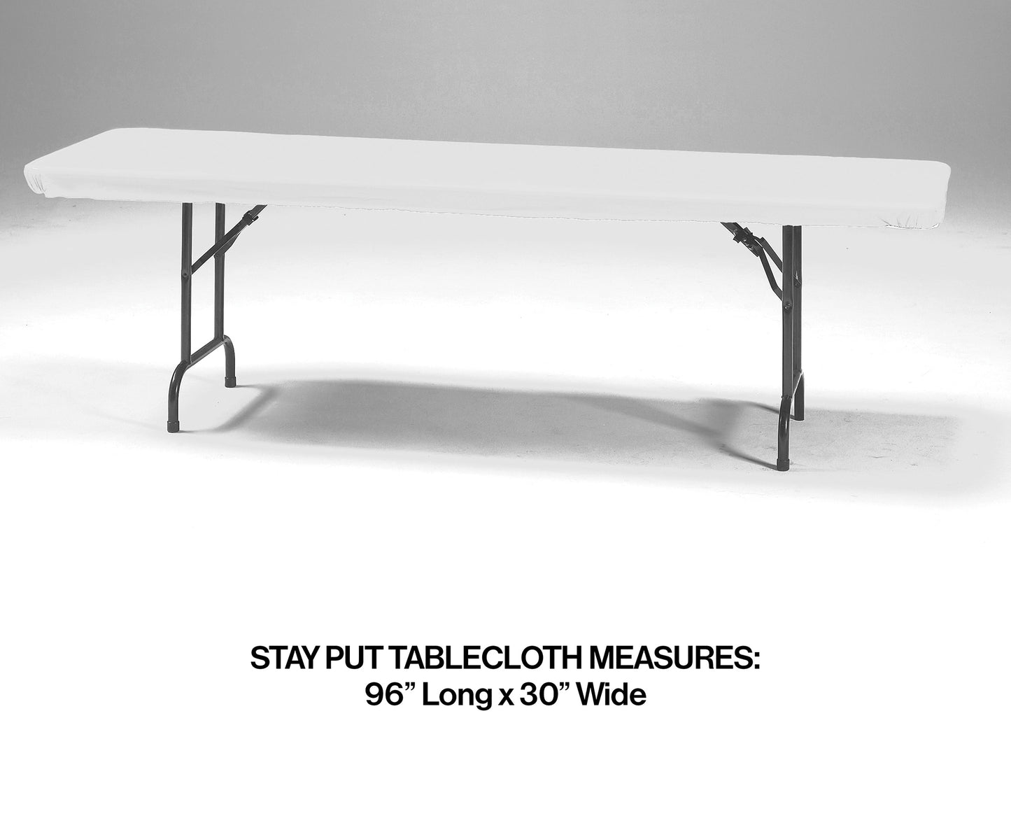 White Stay Put 30" x 96" Tablecloths 12 ct