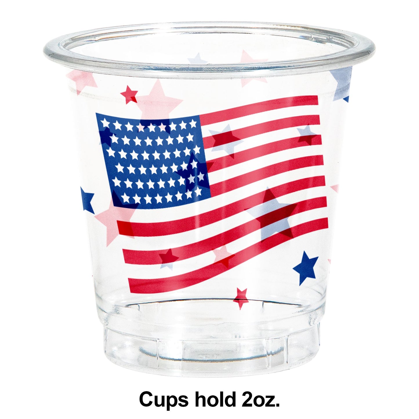 Patriotic Plastic 2 oz Shot Glasses 96 ct Dimension Image