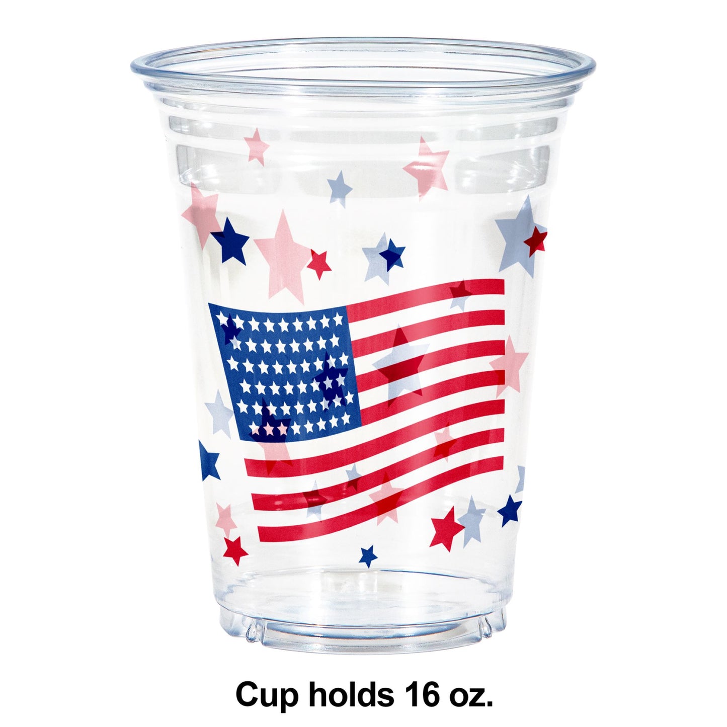 Patriotic 16 oz Plastic Tumblers 96 ct Dimension Image